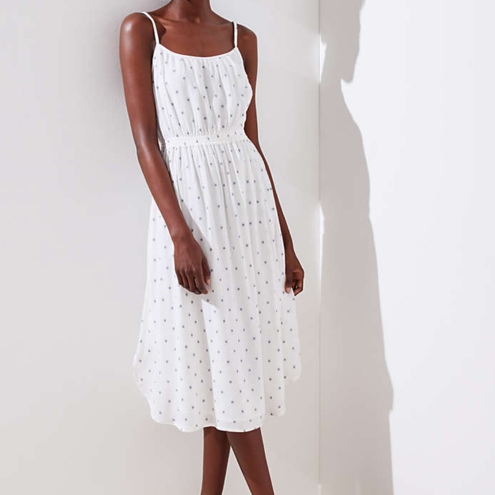 Loft Polka Dot Strappy Dress Size